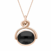 9ct Rose Gold Whitby Jet Lapis Lazuli Oval Swivel Fob Necklace, P096_2.