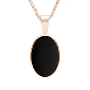 9ct Rose Gold Whitby Jet Oval Necklace. P019. 