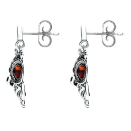 9ct White Gold Amber Orange Owl Stud Earrings E2329_2
