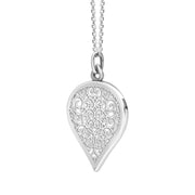 9ct White Gold Bauxite Flore Filigree Large Heart Necklace. P3631._2