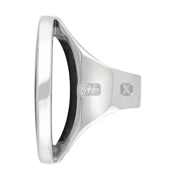 9ct White Gold Blue John Hallmark Large Round Ring