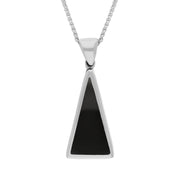 9ct White Gold Blue John Whitby Jet Small Double Sided Triangular Fob Necklace, P834.