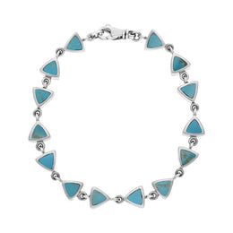 9ct White Gold Turquoise Curved Triangle Bracelet B647