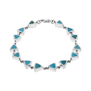 9ct White Gold Turquoise Curved Triangle Bracelet