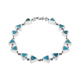 9ct White Gold Turquoise Curved Triangle Bracelet
