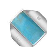 9ct White Gold Turquoise Hallmark Small Oblong Ring. R221_FH