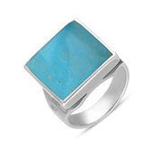 9ct White Gold Turquoise Hallmark Small Square Ring. R603_FH.