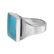 9ct White Gold Turquoise Hallmark Small Square Ring