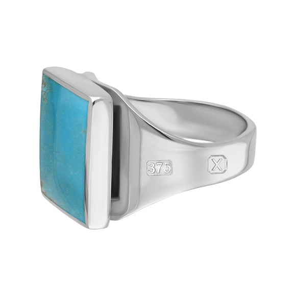 9ct White Gold Turquoise Hallmark Small Square Ring
