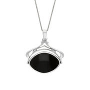 9ct White Gold Whitby Jet Blue John Marquise Swivel Fob Necklace, P115_10._2