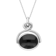 9ct White Gold Whitby Jet Blue John Oval Swivel Fob Necklace, P096_2.