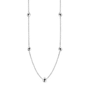 9ct White Gold Whitby Jet Cross Link Disc Chain Necklace, N748.