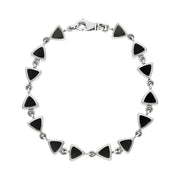 9ct White Gold Whitby Jet Curved Triangle Bracelet B647