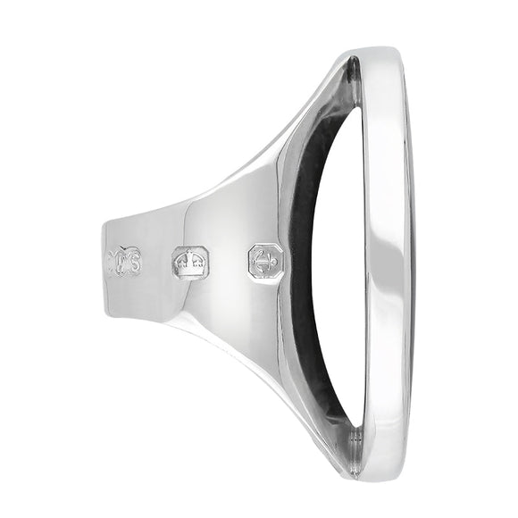 9ct White Gold Whitby Jet Hallmark Large Round Ring