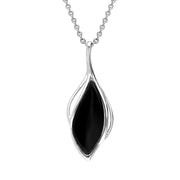 9ct White Gold Whitby Jet Open Marquise Shaped Necklace, P3370