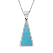 9ct White Gold Whitby Jet Turquoise Small Double Sided Triangular Fob Necklace, P834.