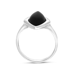 9ct White Gold Whitby Jet Wide Marquise Ring