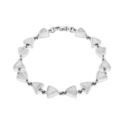 9ct White Gold White Mother of Pearl Curved Triangle Bracelet
