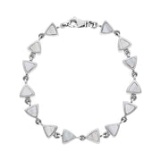 9ct White Gold White Mother of Pearl Curved Triangle Bracelet B647