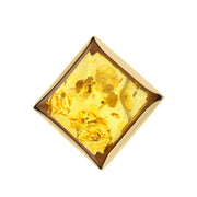 9ct Yellow Gold Amber Large Square Brooch, EUNQ0000021.