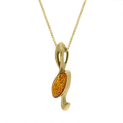 9ct Yellow Gold Amber Musical Note Necklace D