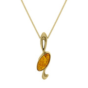 9ct Yellow Gold Amber Musical Note Necklace D P1429