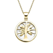 9ct Yellow Gold Bauxite Small Round Tree of Life Necklace, P3547