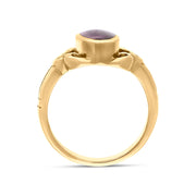9ct Yellow Gold Blue John Heavy Oval Ornate Edge Ring
