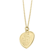 9ct Yellow Gold Large Heart Saint Christopher Necklace, CTC-269_2.