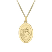 9ct Yellow Gold Large Oval Saint Christopher Necklace, CTC-268.