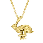 9ct Yellow Gold Large Running Hare Necklace, P2575