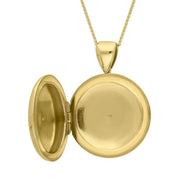 9ct Yellow Gold Round Locket Pendant Necklace D
