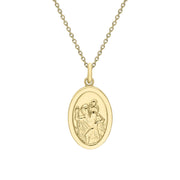 9ct Yellow Gold Small Oval Saint Christopher Necklace, CTC-267.