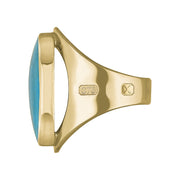 9ct Yellow Gold Turquoise Hallmark Medium Oval Ring