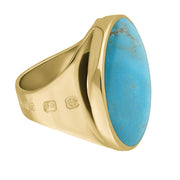 9ct Yellow Gold Turquoise Hallmark Medium Round Ring