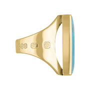 9ct Yellow Gold Turquoise Hallmark Medium Square Ring