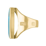 9ct Yellow Gold Turquoise Hallmark Medium Square Ring