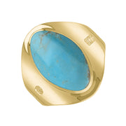 9ct Yellow Gold Turquoise Hallmark Small Oval Ring, R076_FH.