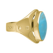 9ct Yellow Gold Turquoise Hallmark Small Oval Ring