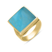 9ct Yellow Gold Turquoise Hallmark Small Square Ring. R603_FH.