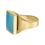 9ct Yellow Gold Turquoise Hallmark Small Square Ring