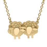 9ct Yellow Gold Two Large Sheep Necklace, N1138.