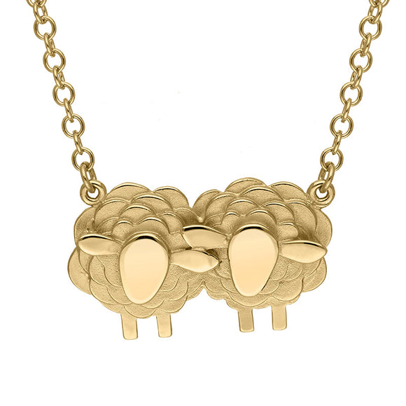9ct Yellow Gold Two Large Sheep Necklace, N1138.
