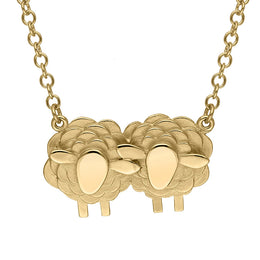 9ct Yellow Gold Two Large Sheep Necklace, N1138.