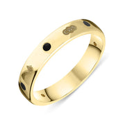 9ct Yellow Gold Whitby Jet 4mm Wedding Band Ring, R1193_4_JFH