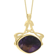 9ct Yellow Gold Whitby Jet Blue John Bell Diamond Swivel Fob Necklace, P113_10_3.