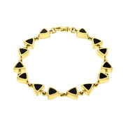 9ct Yellow Gold Whitby Jet Curved Triangle Bracelet