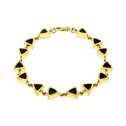 9ct Yellow Gold Whitby Jet Curved Triangle Bracelet