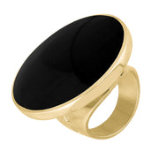 9ct Yellow Gold Whitby Jet Hallmark Large Round Ring, R611_FH.