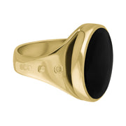 9ct Yellow Gold Whitby Jet Hallmark Small Round Ring